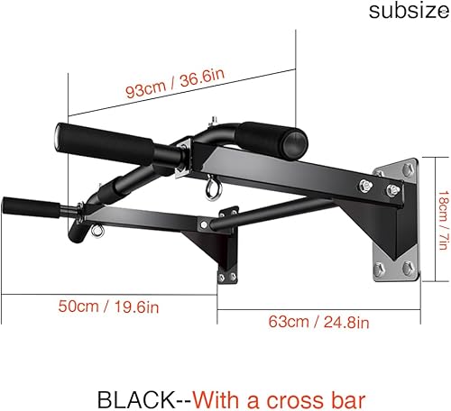 Miniatura 7 de Barra de dominadas montada en la pared instalación de taladro, equipo de gimnasio en casa para fitness interior, barra de dominadas para