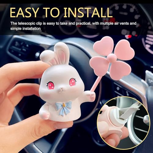 Image of Cute Rabbit Car Air Vent Clip, Creative Car Air Conditioning Outlet Clip Decoration, Universal Dashboard Trim Clip for Cars