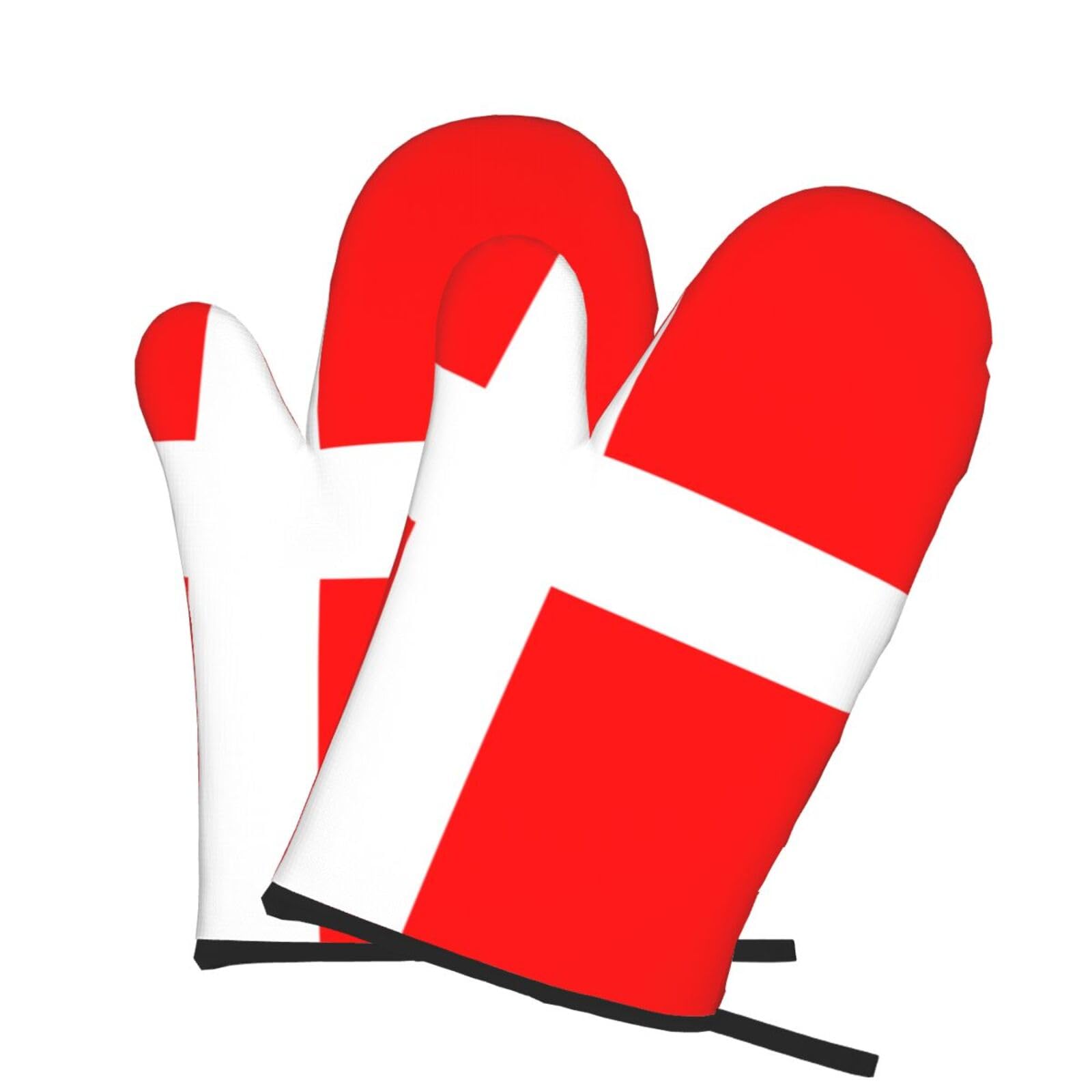 Oven Mitts Set of 2 Pcs, Denmark Danish Flag Prints Heat Resistant Kitchen Gloves for Cooking Baking Grilling