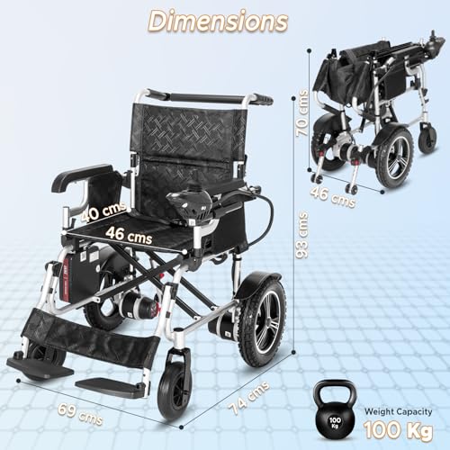 Image of KosmoCare Duramate Light Electric Wheelchair for Elderly & Disabled | Foldable Power Wheelchair with 24V 10Ah Lithium Battery, 250W Motor | 20km Range, 360 Joystick & Bluetooth Remote Wheelchair | Air Travel Friendly