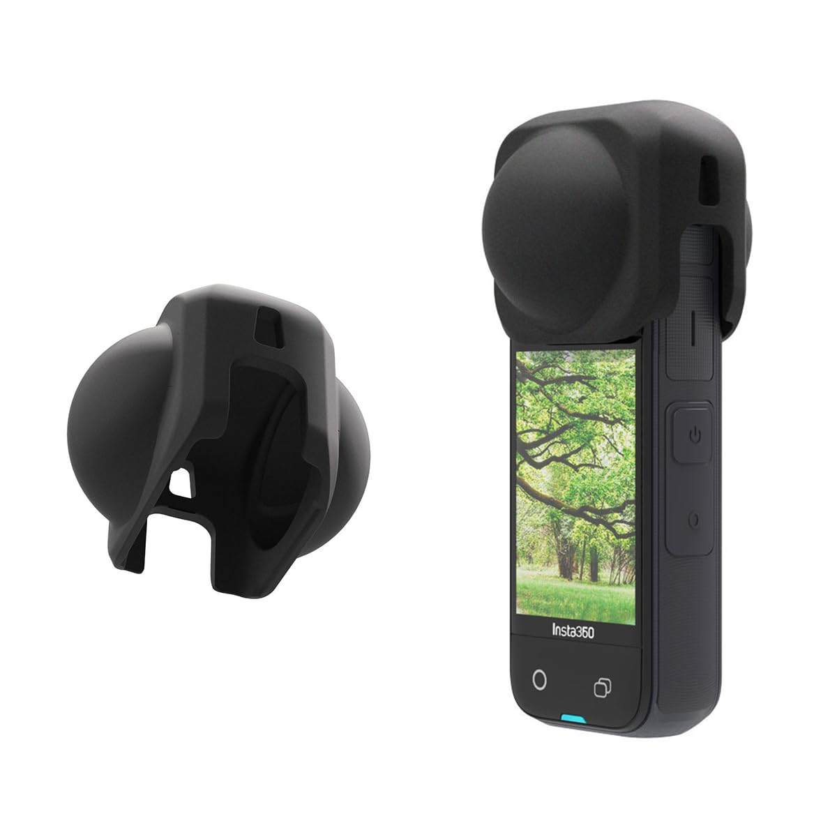Lens Guard-Removable Silicone Lens Cap Compatible with Insta 360 X4,(Black)
