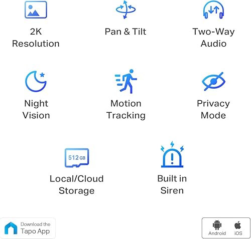 Miniatura 2 de TP-Link Tapo - Cámara de seguridad de inclinación panorámica 2K para monitor de bebé cámara para perro con detección de movimiento sirena de audio