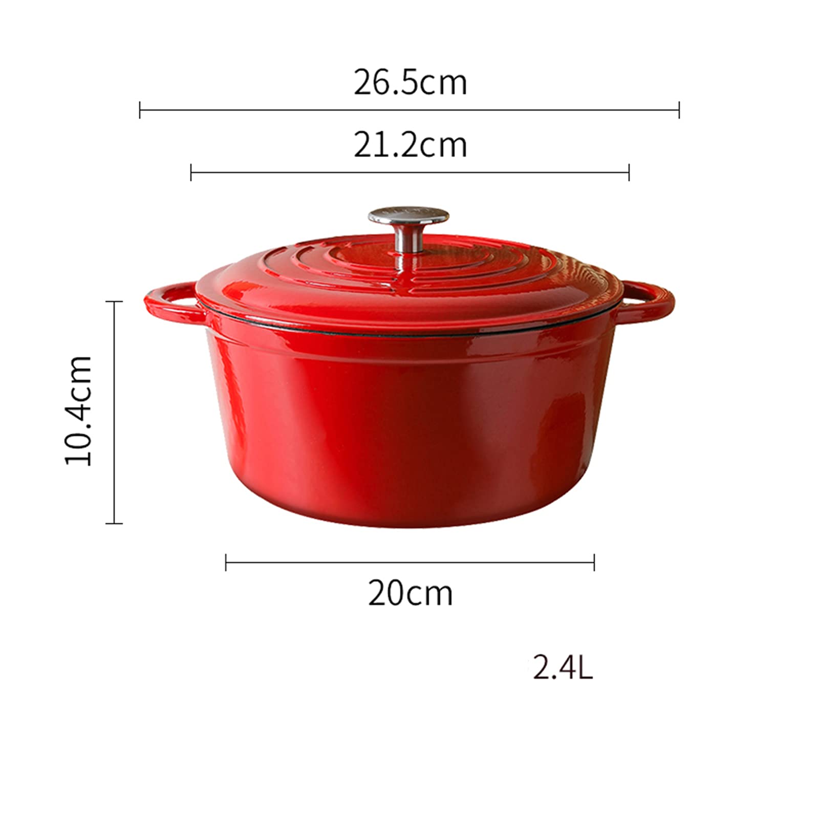 Teglia in ghisa Smaltata con Coperchio, pentola Antiaderente per Cottura al Forno, per brasare a Vapore, cuocere alla griglia, soffriggere, cuocere a Fuoco Lento, arrosto, ro