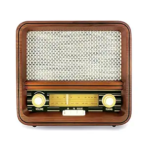Fuse Vintage Retro Bluetooth AM/FM Radio Speaker + Real Handcrafted Wood Exterior - (RAD-V1)