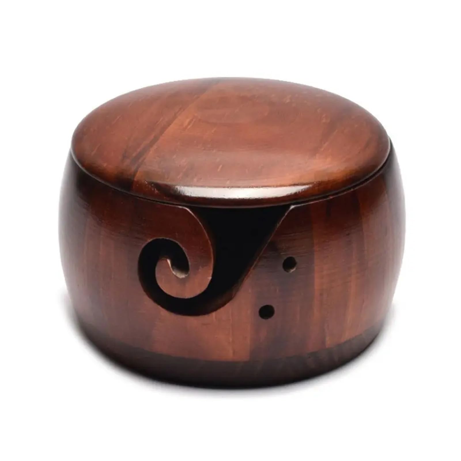 Ciotola in legno for filati, cestino portaoggetti for maglieria, organizer for lana con fori fatti a mano, strumento for tessitura all'uncinetto fai da te(Color 5)