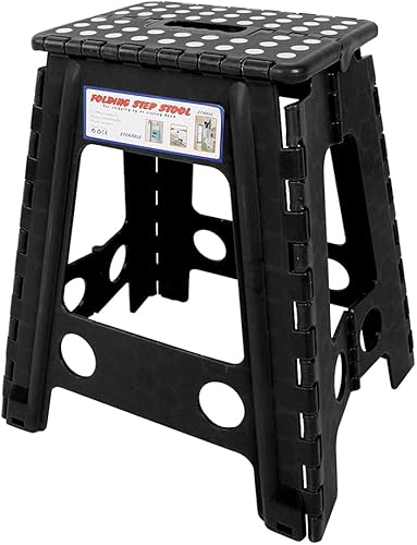 Miniatura 6 de Taburete de plástico Taburete plegable portátil para pesca de senderismo interior (negro)