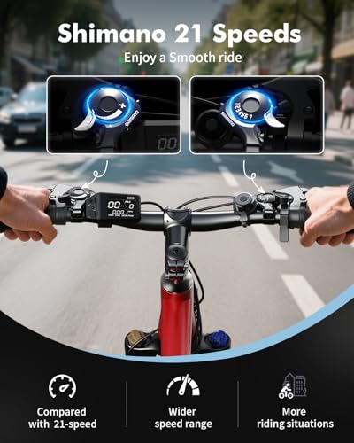 Image of Qlife Electric Bike for Adults /Teens Racer, 20+MPH 21-Speed Peak 1200W Brushless Motor Adult Electric Bicycles, 48V 10.4Ah Removable Battery Mountain Ebike, Up to 55 Miles, 27.5X2.1 Tire E Bike