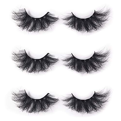 3D Mink Lashes 25mm Lashes Handmade Volume Thick Mink Eyelashes 3 Pairs Ruairie