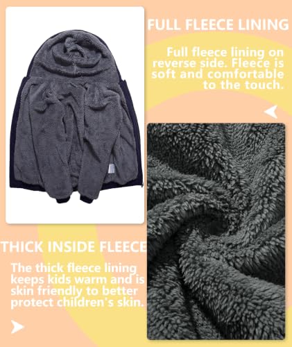 Image of V VALANCH Boys Hoodie Zip Up Fleece Lined Jacket Warm Sherpa Hooded Sweatshirts for Boys Girls 6-15 Years
