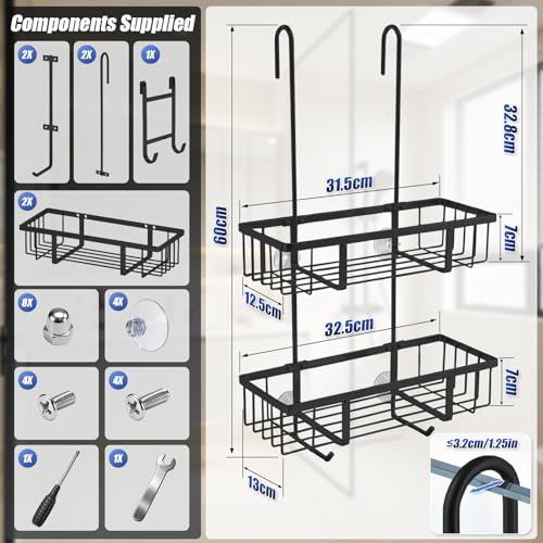 Étagère de douche à suspendre double niveau 60 cm noir