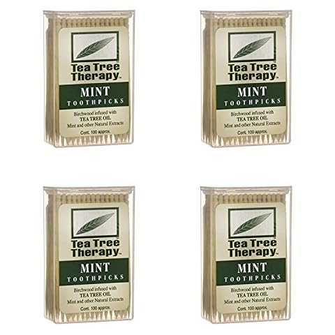 Tea Tree Therapy - Tea Tree & Menthol Toothpicks (100 Count) (4-Pack) Cover