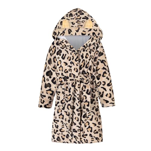 Image of Umeyda Girls Fleece Hooded Robes, Warm Printed Bath Robe for Kids Soft Fuzzy Bathrobe for Gifts