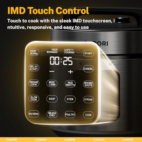 Image of 9-in-1 Electric Pressure Cooker, 1000W Instant Multi-Cooker with IMD Touchscreen, Olla de Presion, Non-Stick Pot, Rice Cook, Slow Cook, Steamer, Saute, Warmer, Safe Venting, Silver 8 Qt