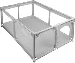 Cercadinho para Bebês - Grande Chiqueirinho Cercado Infantil 180x150 cm, Cor Cinza