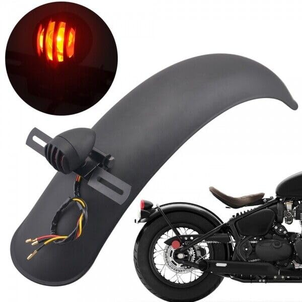 Motorrad Rücklicht Bremslicht Kennzeichenhalter + Retro Kotflügel Set Satz
