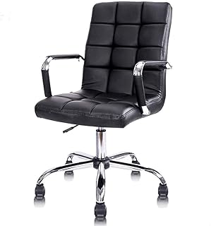 Silla de Oficina Ergonomica Silla de oficina ajustable ergonómico con soporte lumbar y Patines de Ruedas - respaldo alto, respaldo alto, Cuero Ejecutivo, giratoria, Silla escritorio de oficina con rue