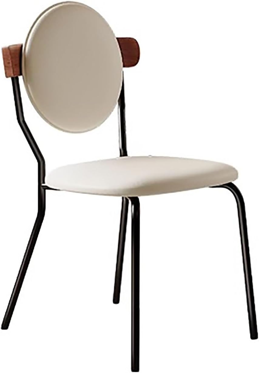 Modern Accent Dining Chairs, Leather Vanity Stool Chair, Living Room Chairs with Metal Legs, Ergonomic Backrest Office Chair, for Bedroom/Beauty Room/Living Room (Color : White)