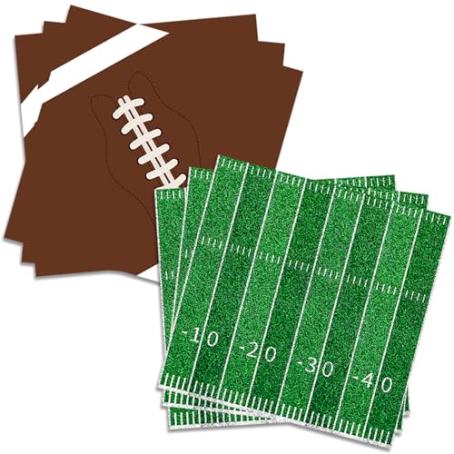 50 Count Football Party Paper Napkins 25 Football Design and 25 Field Design Disposable Beverage Cocktail Napkins for Game Day Sports Birthday Tailgate and Team Celebration Decorations