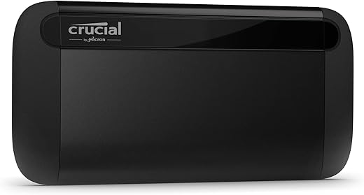 Crucial X8 2TB Portable SSD Up to 1050MB/s USB 3.2 External Solid State Drive, USB-C, USB-A CT2000X8SSD9, Black, 2 inches(5cm)