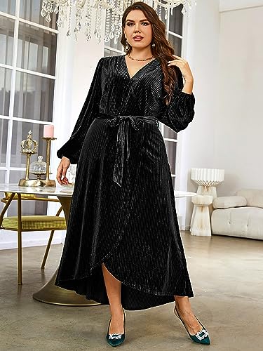 Image of BerryGo Women's Velvet V Neck Wrap Semi Formal Dress Cocktail Party Maxi Dress for Wedding Guest