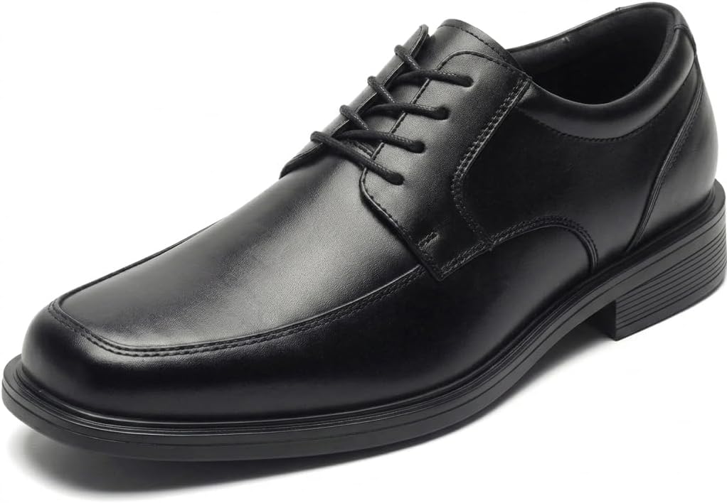 HEEZ Mens Dress Shoes Black Split Leather Oxford Shoes for Men | Comfortable Square Toe, Lace Up Formal Business