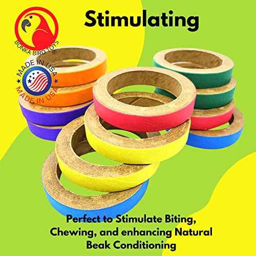 Bonka Bird Toys 2113 Pk12 Chew Bagels 2.75 Inch Foraging Chew Foot Toy Beak Feet Parrot Foraging Foot Craft Talon Conure #TOP4