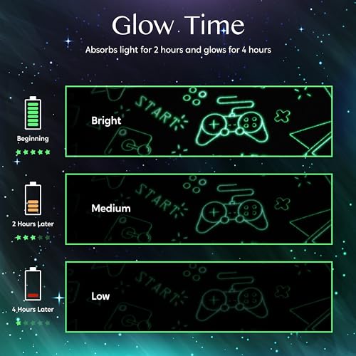 Joiedomi Glow in The Dark Gaming Blanket Gamer Gifts for Boys Age 2 3 4 5 6 7 8 9 10 11 12 Year Old, Soft Cozy Flannel Kids Throw Blanket, Birthday Bedroom Decor Grey 50"×60"