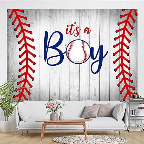 Lofaris 7x5ft Baseball It's A Boy Baby Shower Backdrop for Boy Our Little Rookie is On The Qay Banner Gray Rustic Wood Baseball Party Decorations for Birthday Gender Reveal Photography Background by Lofaris - Used condition - Image 4