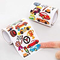 Baker Ross FE615 Racing Car Sticker Rolls - Pack of 600, Kids Stickers, Ideal for Children's Arts and Crafts Projects, Great for Card Making and Scrapbooking