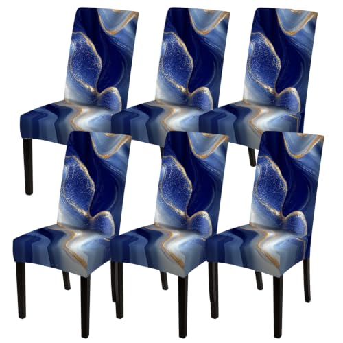 Image of Nuxovilar Blue Gold Marble Print Milk Silk 23.6x66.9in 6PCS Covers