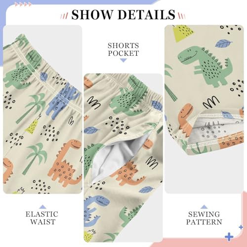 ZZXXB Dinosaur and Volcano Boys Long Pants Soft Trousers Elastic Waist Kids Lounge Bottoms with Pockets S-XL4