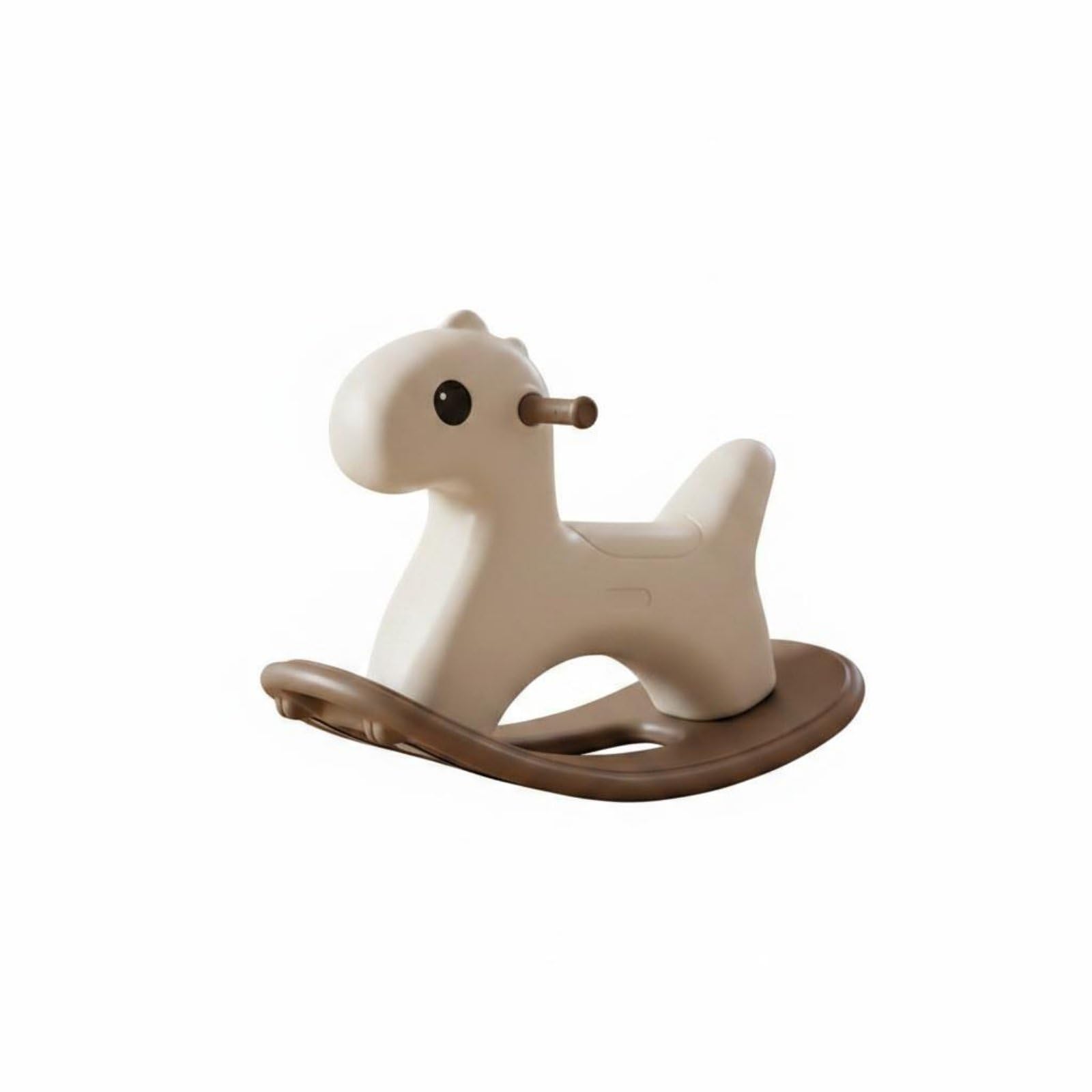 Schaukelpferd kippsicher Kleinkind Schaukelpferd rutschfeste Griffe stabiles Wipppferd für Kinderzimmer, Beige Camel, Mit Streifen