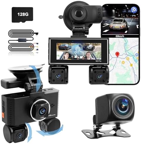Dash Cam 360° Per Auto Con 4 Telecamere 1080P - Touchscreen, Parcheggio 24h, WiFi, GPS, Scheda 128GB Inclusa - Foto 3