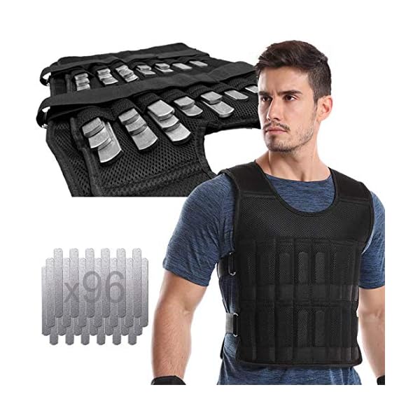 Adjustable Weighted Vest 44LB Workout Weight Vest Training Fitness Weighted Jacket for Man Woman (Included 96 Steel Plates Weights)