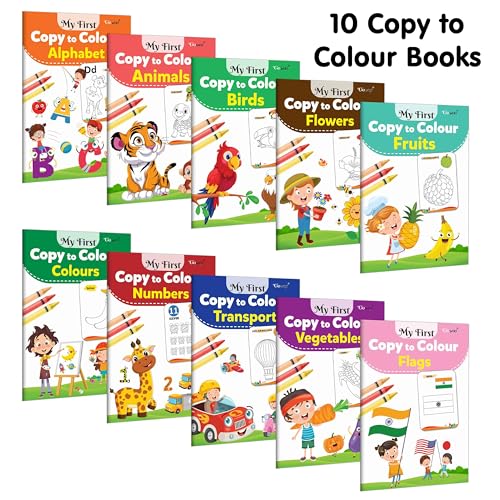 Image of Coloring book Set of 10 for children : Essential Coloring Book Of All In One Pack, Early kids learning Coloring books, Set Of 10 Colouring Books