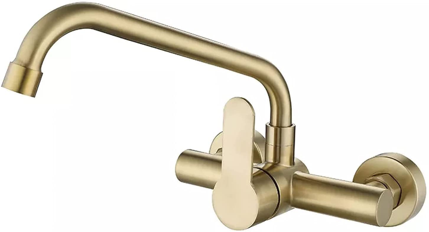 Robinet de cuisine or brossé en acier inoxydable haut de gamme pour évier chic