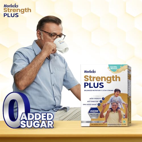 Image of Horlicks Strength Plus- Vanilla| Balanced Nutrition to Regain Strength|High Fibre & Protein,Powder,1 count,350 grams
