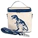SoYoung Raw Linen Dinosaur Small Cooler Bag, Blue Dinosaur