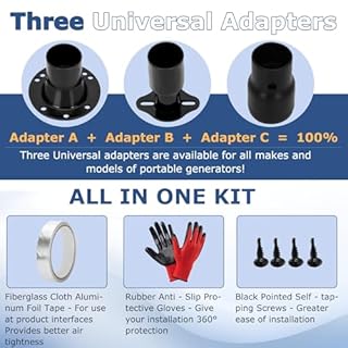Generator Exhaust Extension Kit with Three Adapters, ALL-IN-ONE KIT, Insulated Wall Plate, Compatible with All Portable Generators, Reduces Noise by 55% with Superior Silencing Grille