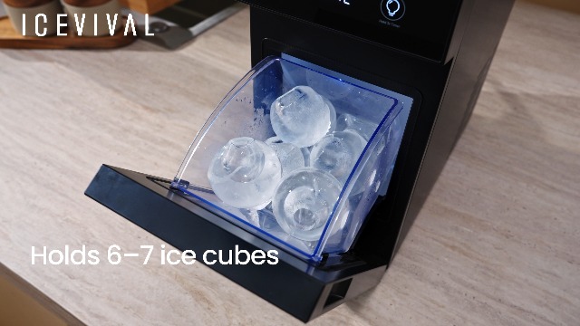 Image of 2.4 inch Sphere Ice Maker 50 pcs /24H,2 pcs in 60 Mins, Slow-Melting Crystal Ball Ice Machine with Self-Cleaning, Countertop Ice Maker for Whiskey(Black)
