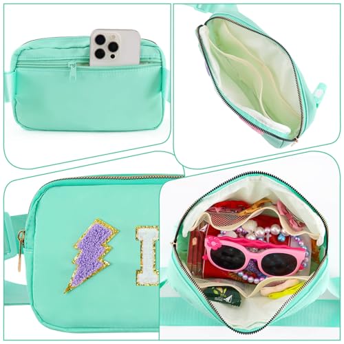 Image of PainZieteg Fanny Pack for Girls Chenille Letter Belt Bag Crossbody for Kids | Preppy Nylon, Waterproof, Gold-Plated Zipper, Adjustable Strap, Birthday Christmas Easter Gifts for 4-13 Year Old Teen Girls
