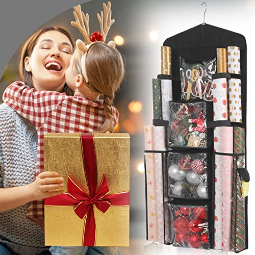 SmplifCraft-Wrapping-Paper-Storage-Hanging-Gift-Bag-Organizer-Double-Sided-Hanging-Gift-Wrap-Organizer-Storage-Pockets-with-Multiple-PocketsBlack-Hanging-Bag-one-of-Z-Hook-