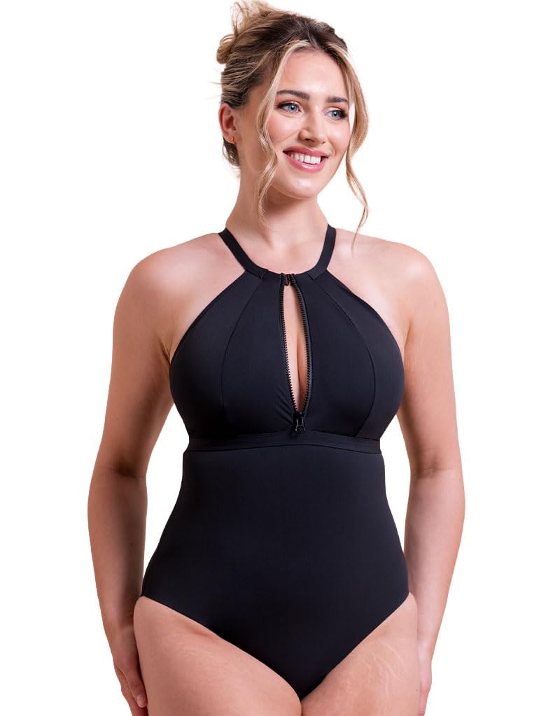 Curvy Kate Women's Black Zip Tide Non-Wired Multiway Swimsuit Xl