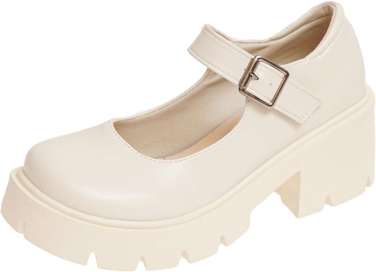 Women's Chunky Platform Mary Janess Shoes,Buckle Strap Lolitas Pumps,Chunky Mary Janes Heels Bow Court Shoes,Adhesive Closure,Leather Upper,6.5cm Block Heel.