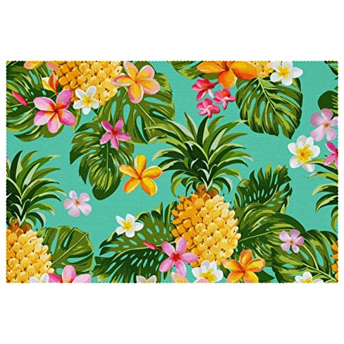 Set de table ananas anti brûlure lot de 6 tapis de table anti dérapants roses