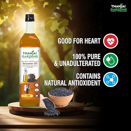 Image of THANJAI GARDENS COCONUT OIL /GROUNDNUT OIL /GINGELLY OIL Wooden Cold Pressed 100% NATURALS