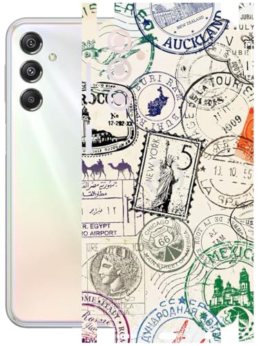 Image of AtOdds - Full Body Back Screen Guard Protector Film - Lamination Wrap Skin Sticker Compatible with Samsung Galaxy M34 (5G) | Scratchproof Matte Finish (Stamps)