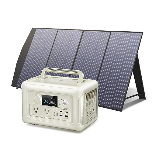 ALLPOWERS BEIGE R600 Solar Generator with SP033 solar panel included, 600W 299Wh LiFePO4 Portable Power Station with 200W Solar Charger, UPS Battery Backup, MPPT Solar Power for Camping RVs Home
