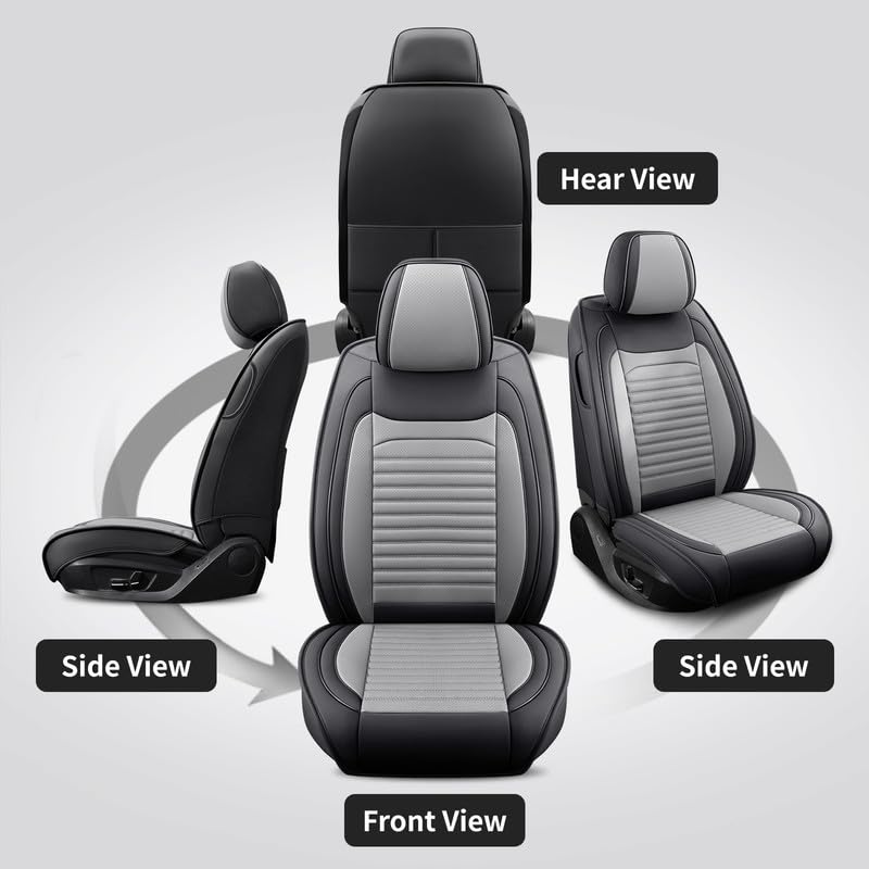 Image of Front Seat Covers Fit for Chevy /Chevrolet Spark 2012-2022, Black&Gray