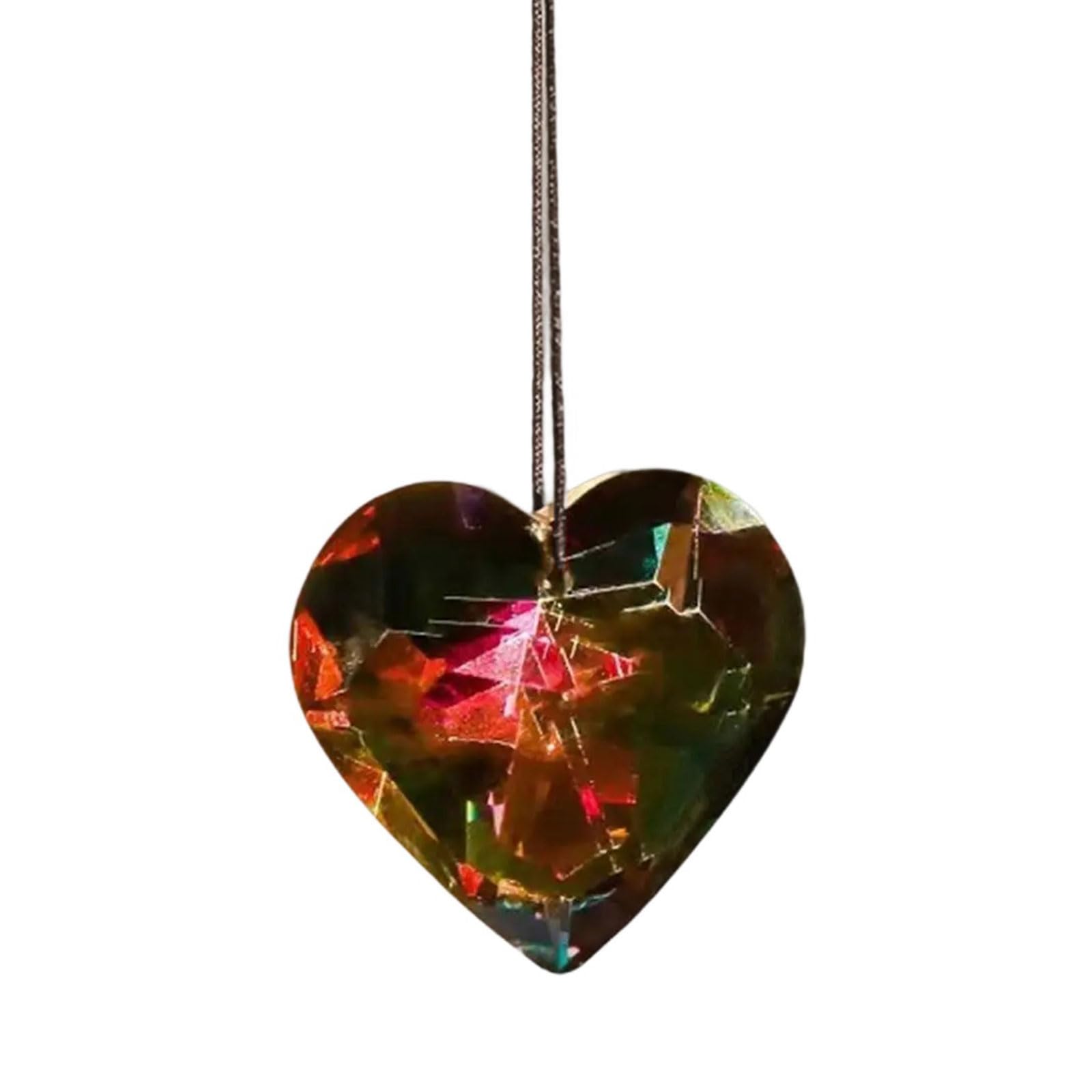 Tfaoys Dark Red Love Heart Crystal Sun Catcher Hanging Ornaments For Enhancing Aesthetic Decors Home And Garden Space Car Hangings Crystal Hanging Decors